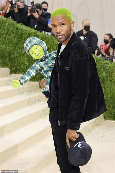 black prada jacket frank ocean|Frank Ocean at 2021 Met Gala With Robotic Baby .